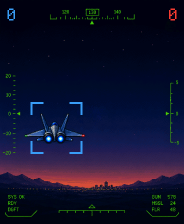 Flight game with a jet in the cockpit view