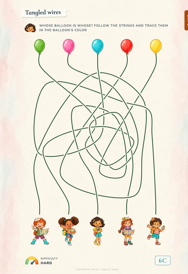 Tangled wires page: a hard balloon-string maze
